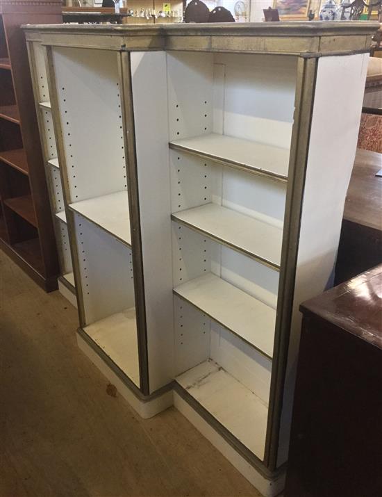 Painted breakfront open bookcase